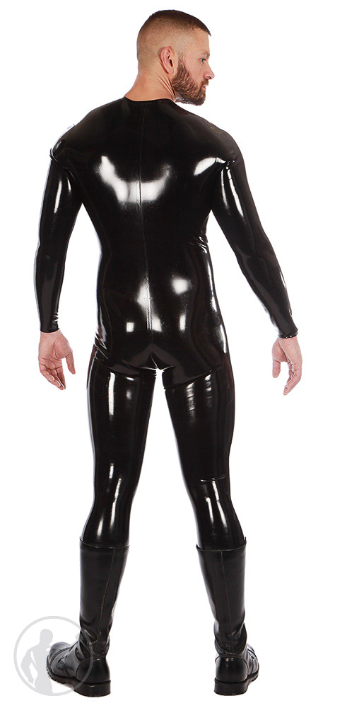Men's Rubber Neck Entry Catsuit with crotch zip