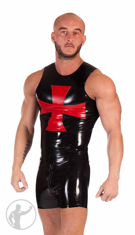 Rubber Muscle Sleeveless Muscle Cut Style Top With Cross